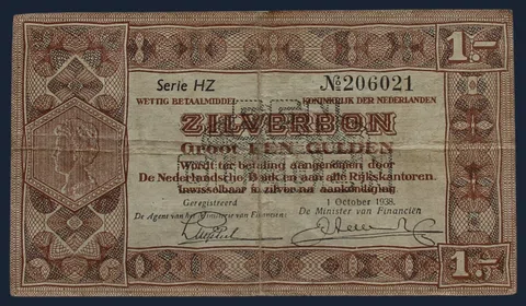 1 Gulden 1938 Zilverbon - NVMH 04-1b.